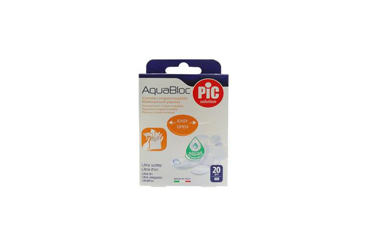 PIC PLASTERS AQUABLOC MIX ANTIBACTER 20 PCS - Milano Pharmacy