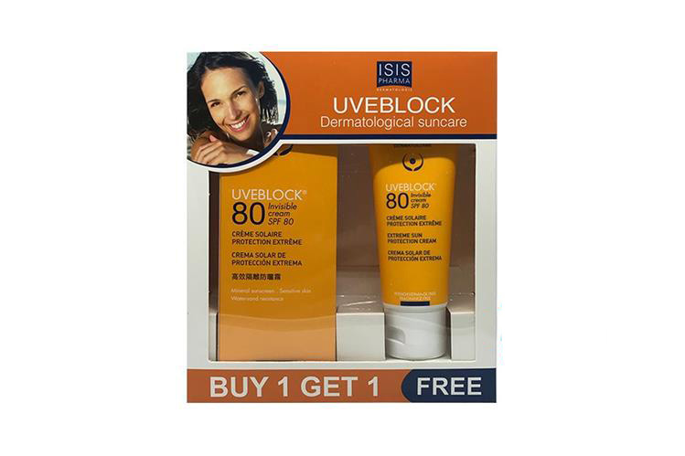 BOX BUY1GET1 ISISPHARMA UVEBLOCK OFFER SPF 80PLUS  CREAM - Milano Pharmacy