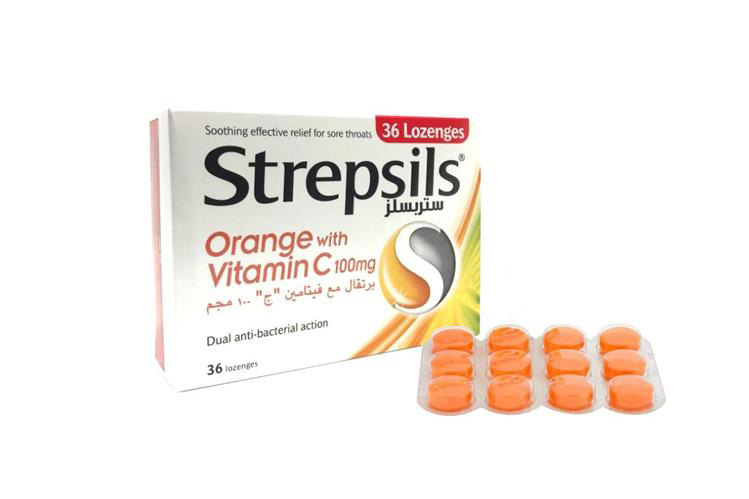 STREPSILS ORANGE VITAMIN C 36 LOZENGES - Milano Pharmacy