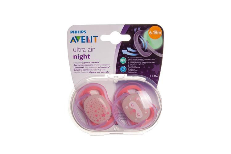 PHILIPS AVENT ULTRA  AIR NIGHT PACIFIER 6 TO 18 MONTH GIRL - Milano Pharmacy