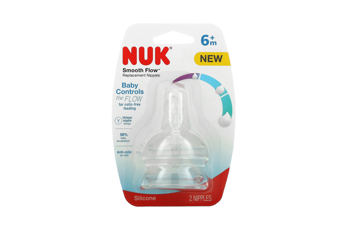 NUK BABY CONTROLS THE FLOW SILICONE 6 PLUS MONTH 2 NIPPLES - Milano Pharmacy