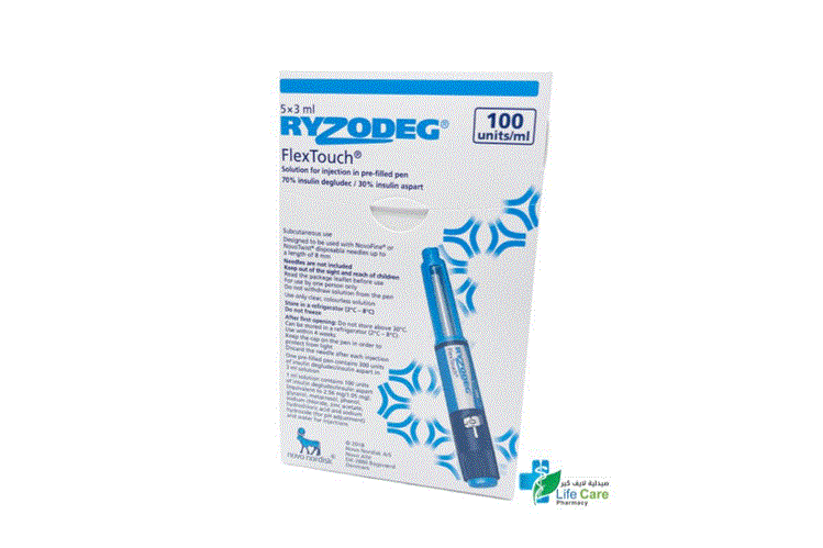 RYZODEG FLEX TOUCH 100IU 5X3ML - Milano Pharmacy