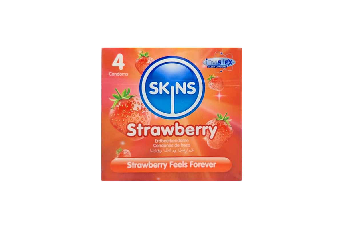 SKINS STRAWBERRY 4 CONDOMS - Milano Pharmacy