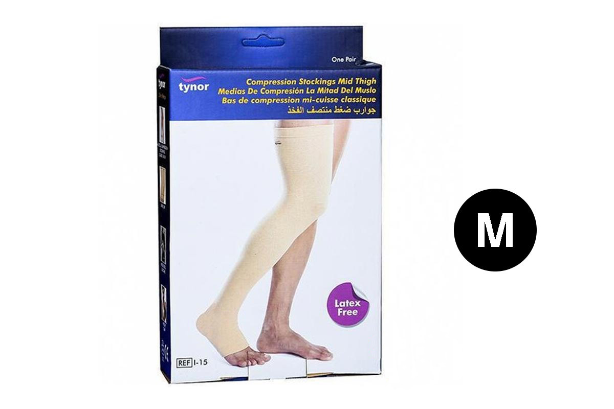 TYNOR COMPRESSION STOCKINGS MID THIGH SIZE M I-15 LATEX FREE - Milano Pharmacy