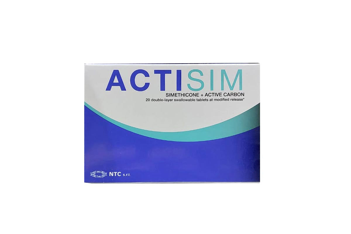 ACTISIM ACTIVE CARBON 20 TABLETS - Milano Pharmacy