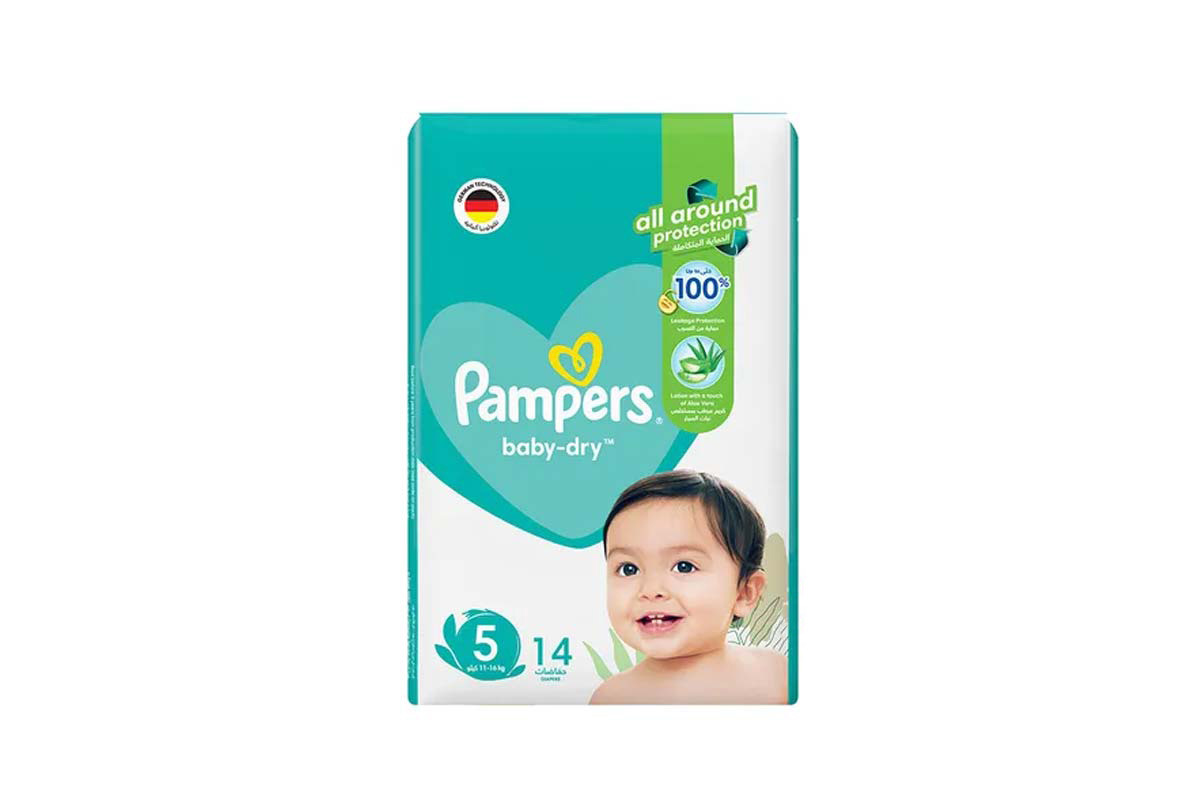 PAMPERS BABY DRY NO 5 FROM 11 TO 16 KG 14 DIAPERS - Milano Pharmacy