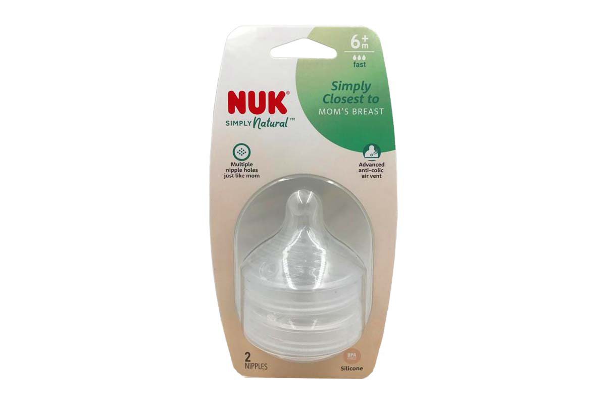 NUK SIMPLY NATURAL 6 PLUS MONTH MOMS BREAST 2 NIPPLES - Milano Pharmacy