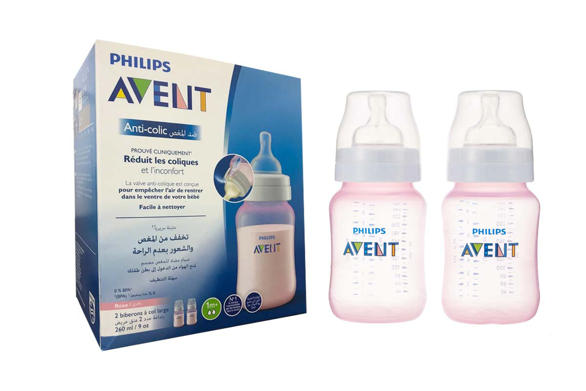 PHILIPS AVENT ANTI COLIC BOTTLE PINK 260 ML 2PCS - Milano Pharmacy