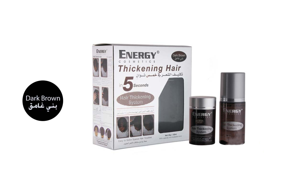 ENERGY THICKENING HAIR FIBERS DARK BROWN 25 GM PLUS 120 ML - Milano Pharmacy