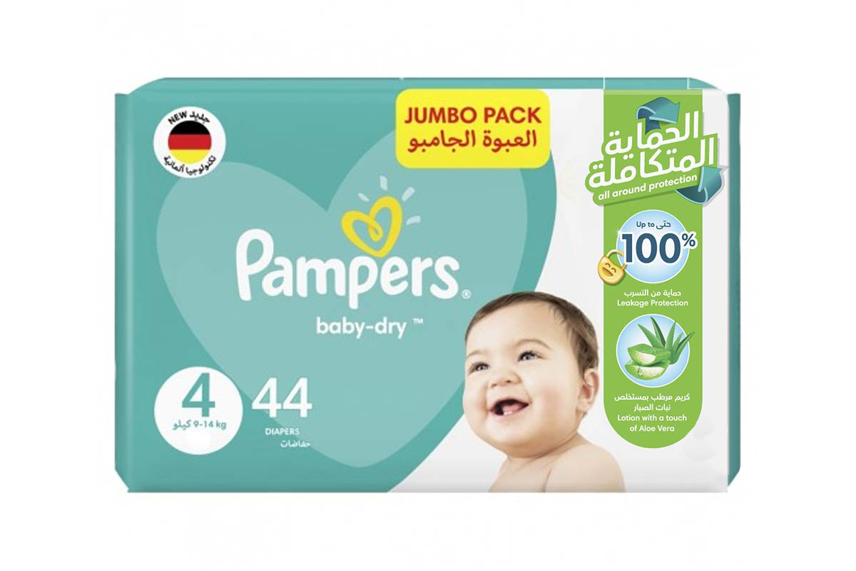 PAMPERS BABY DRY 4 9 TO 14KG 44 DIAPERS - Milano Pharmacy