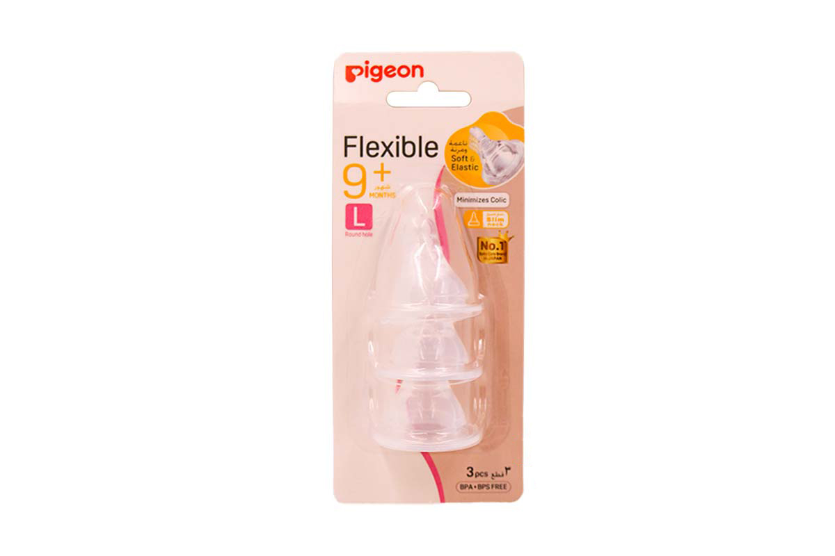 PIGEON FLEXIBLE NIPPLE L 9 MONTHS 3 PCS - Milano Pharmacy