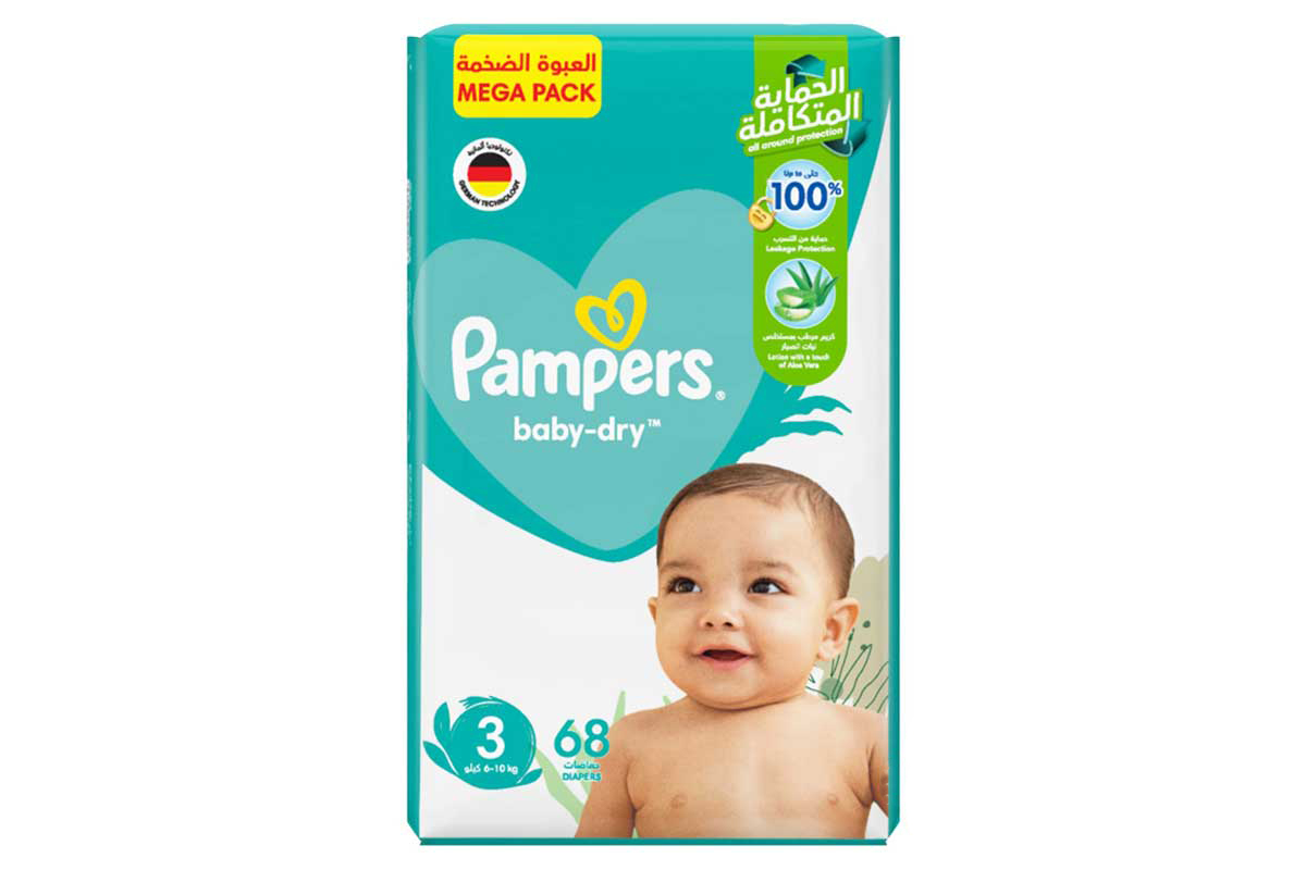 PAMPERS NO 3 BABY DRY 68 DIAPERS 6-10 KG - Milano Pharmacy