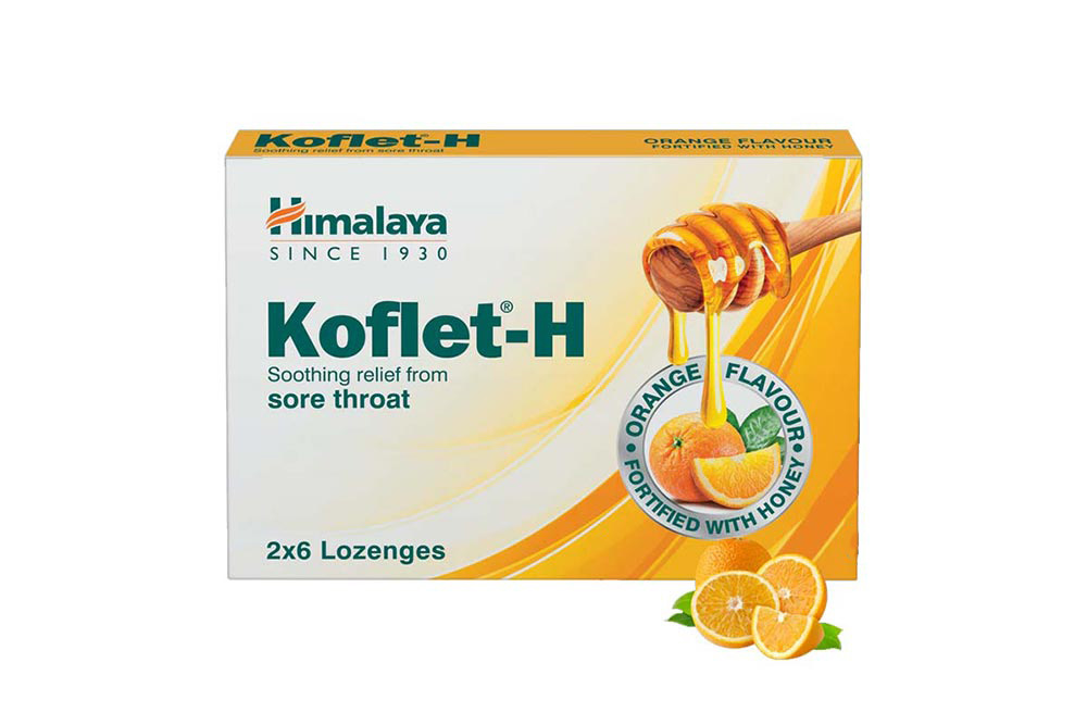 HIMALAYA KOFLET H ORANGE WITH HONEY FLAVOUR 12 LOZENGES - Milano Pharmacy