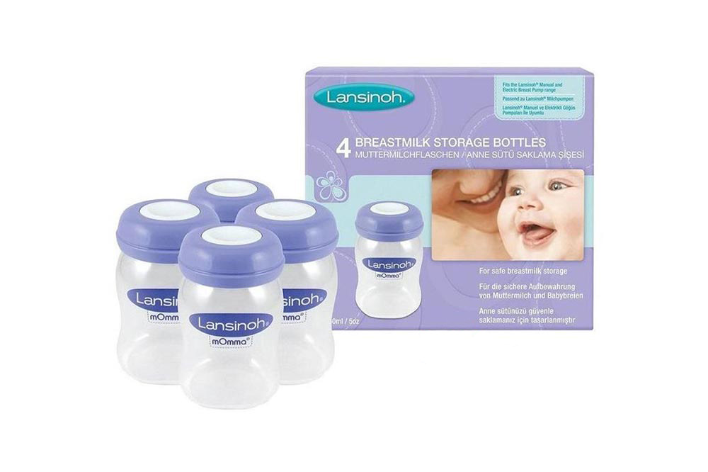 LANSINOH BREAST MILK STORAGE BOOTTLES PLASTIC 4 X 160ML - Milano Pharmacy