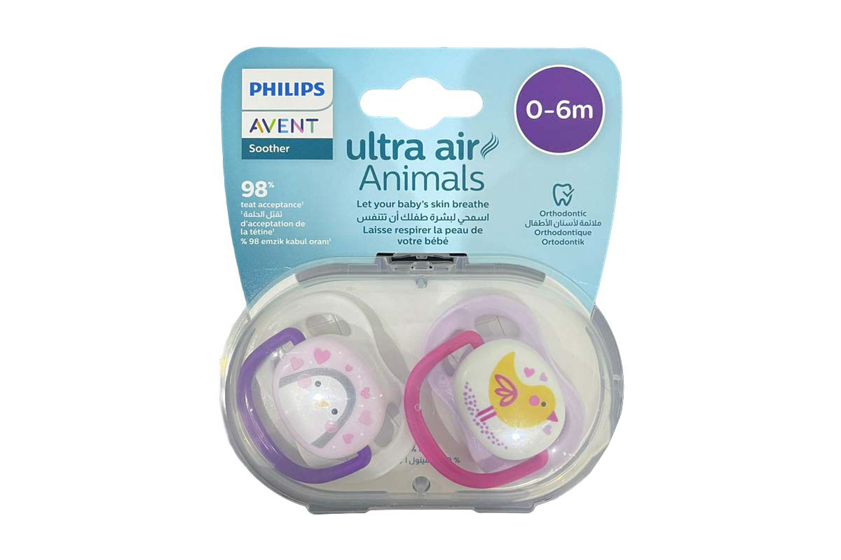 PHILIPS AVENT ULTRA  AIR PACIFIER PINK AND PURPLE 0 TO 6 MONTH - Milano Pharmacy