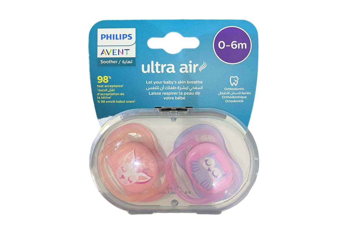 PHILIPS AVENT ULTRA  AIR PACIFIER RED AND PINK 0 TO 6 MONTH - Milano Pharmacy