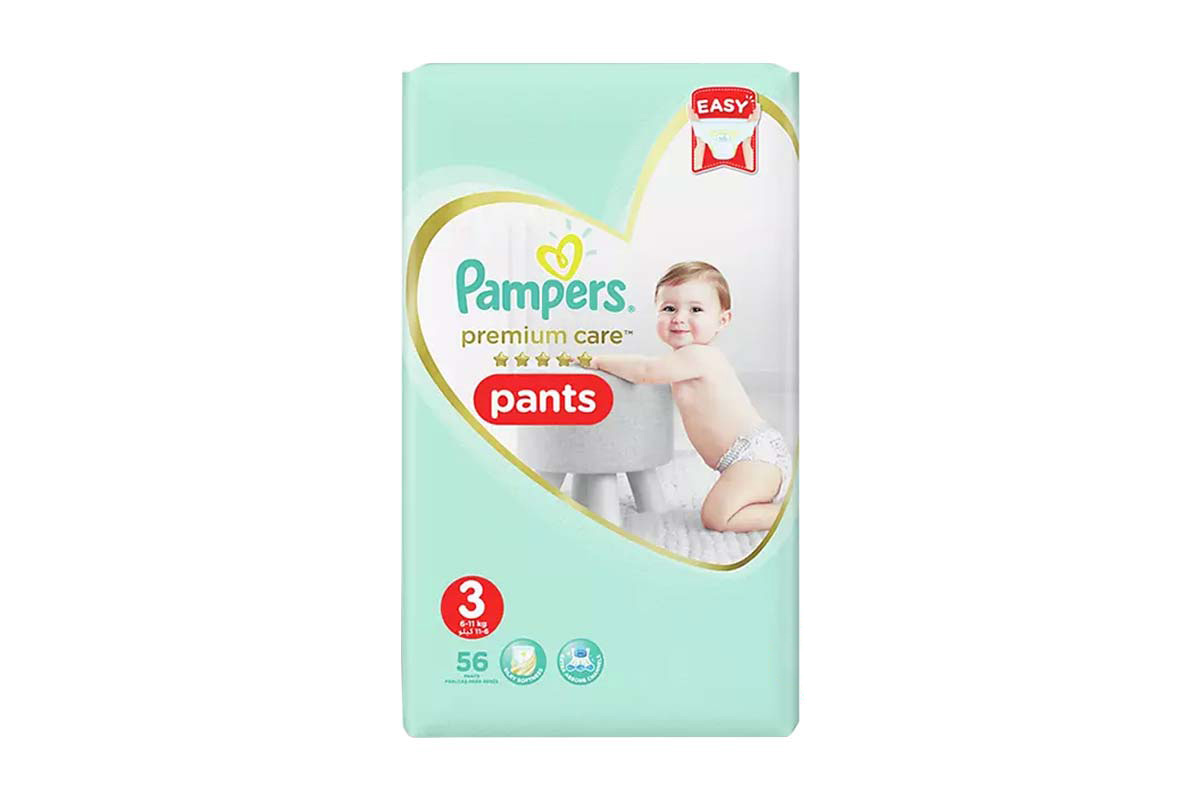 PAMPERS 3 PREMIUM CARE PANTS 6 TO 11 KG 56 PANTS - Milano Pharmacy