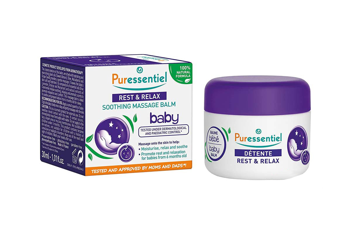 PURESSENTIEL REST AND RELAX SOOTHING MASSAGE BALM BABY ESSENTIAL OILS 30 ML - Milano Pharmacy