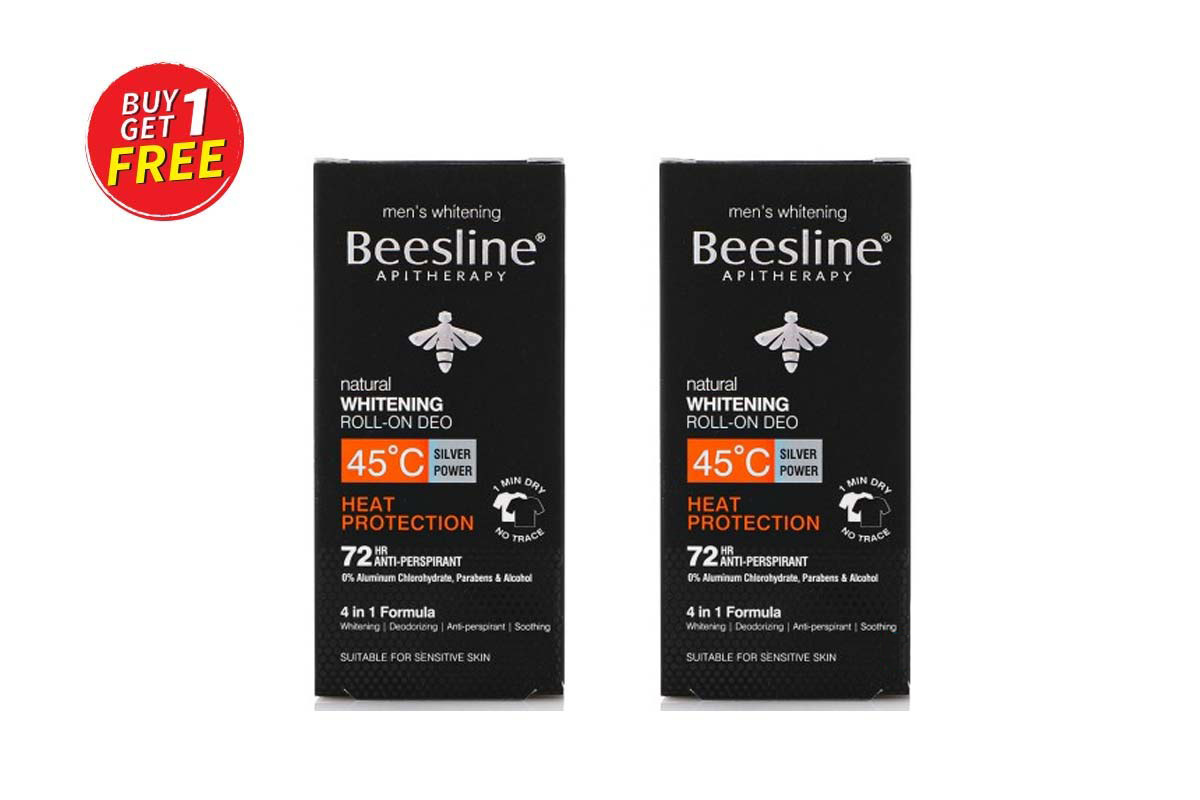 BOX BUY1GET1 BEESLINE NATURAL WHITENING ROLL ON 45 C HEAT PROTECTION 72 HOURS 50 ML - Milano Pharmacy