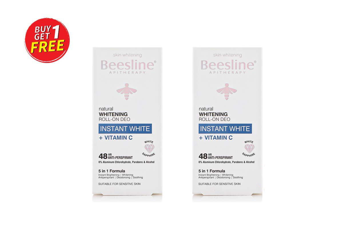 BOX BUY1GET1 BEESLINE NATURAL WHITENING ROLL ON INSTANT WHITE 48 HOURS 50 ML - Milano Pharmacy