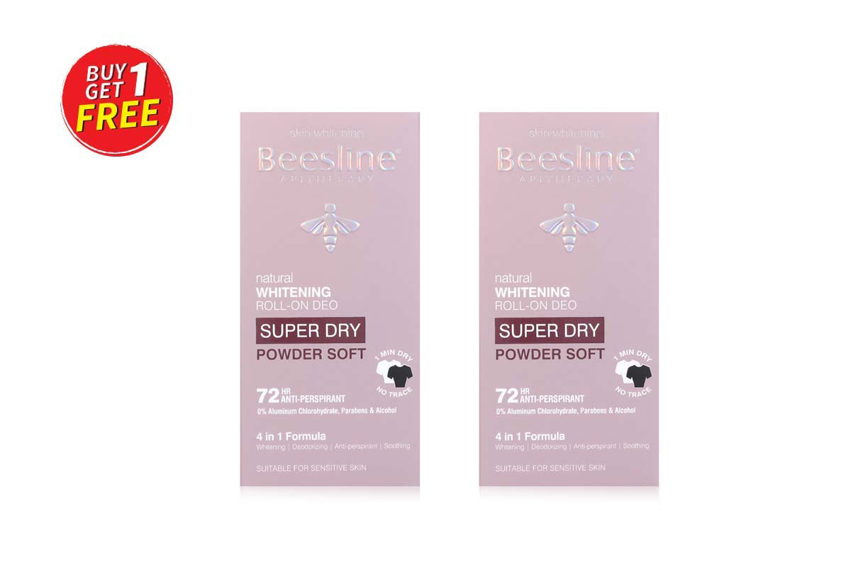 BOX BUY1GET1 BEESLINE NATURAL WHITENING ROLL ON SUPER DRY POWDER SOFT 72 HOURS 50 ML - Milano Pharmacy