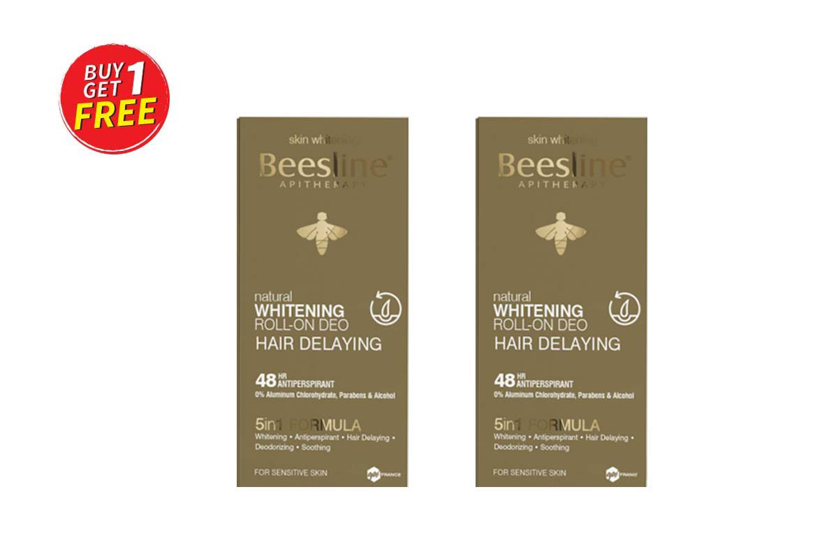 BOX BUY1GET1 BEESLINE NATURAL WHITENING ROLL ON HAIR DELAYING 48 HOURS 50 ML - Milano Pharmacy