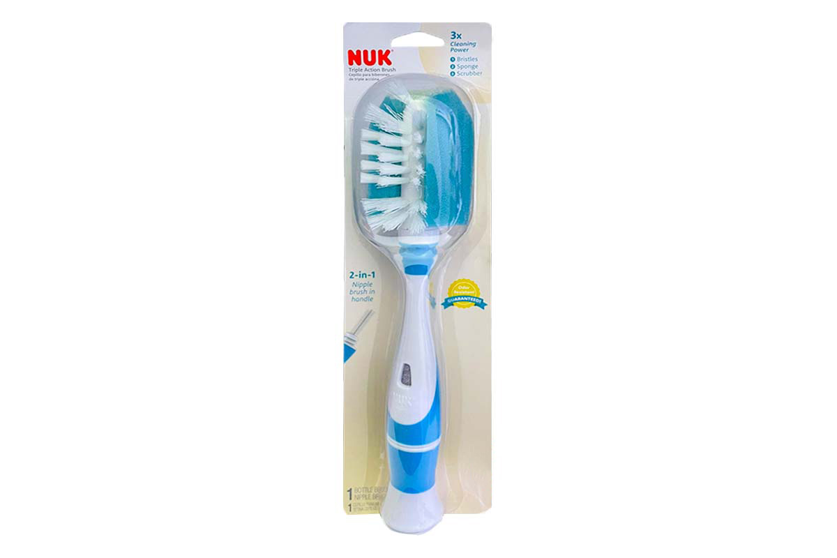 NUK TRIPLE ACTION BRUSH 2 IN 1 NIPPLE BRUSH IN HAND - Milano Pharmacy