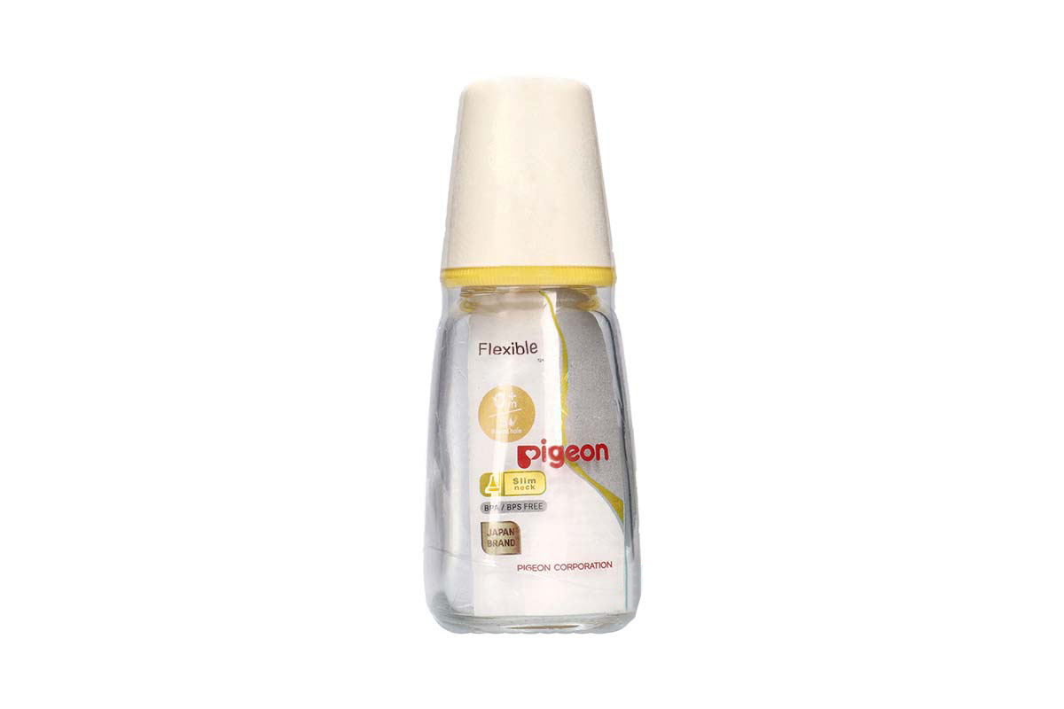 PIGEON FLEXIBLE GLASS YELLOW NURSER PLUS 0 MONTH 120 ML - Milano Pharmacy