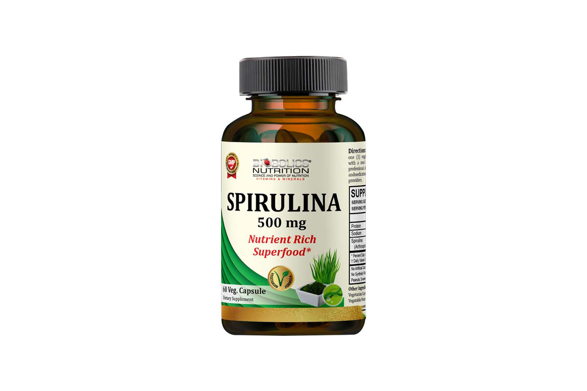 BIOBOLICS SPIRULINA 500MG 60 VEGETARIAN CAPSULES - Milano Pharmacy