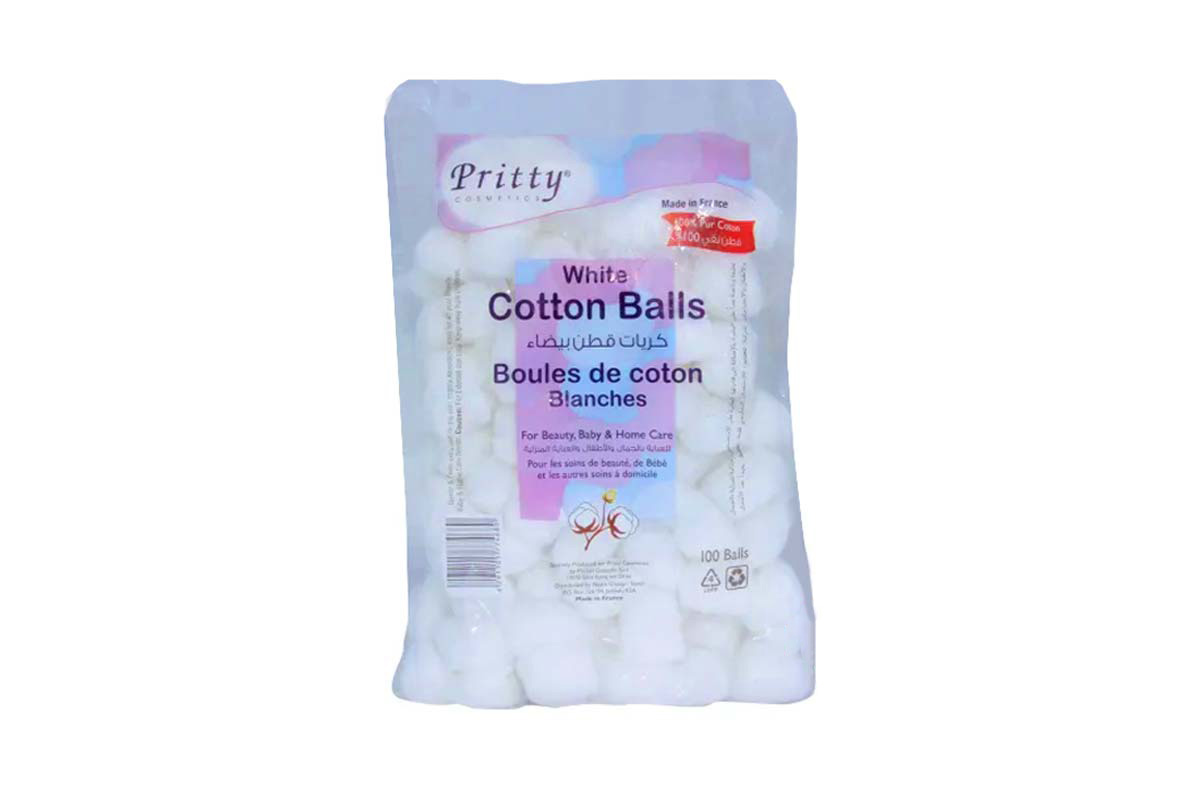 PRITTY WHITE COTTON 100 BALLS - Milano Pharmacy