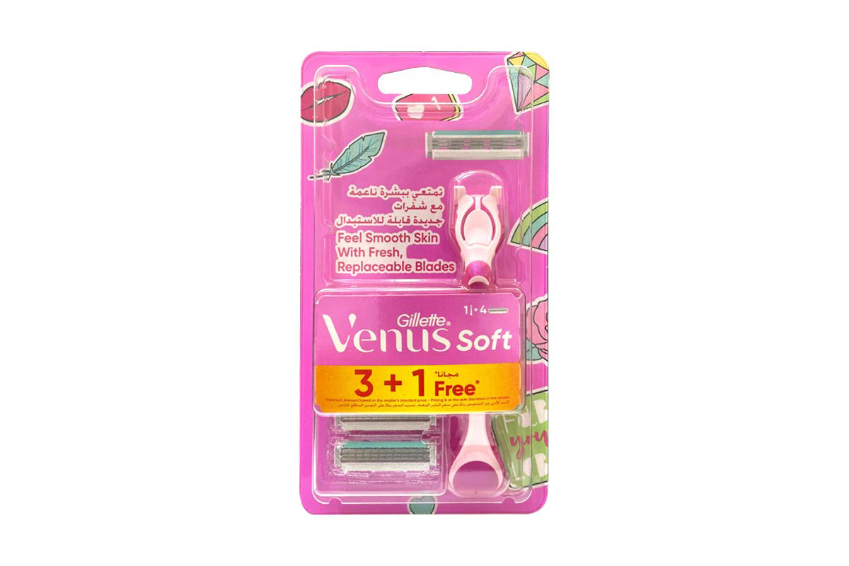 GILLETTE VENUS SOFT 4 CARTRIDGES 1 RAZOR - Milano Pharmacy