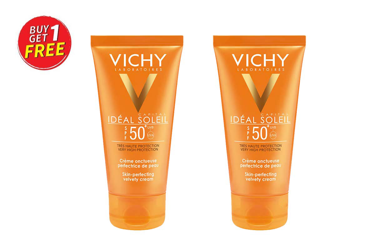 BOX BUY1GET1 VICHY CAPITAL SOLEIL VELVETY CREAM 50 ML - Milano Pharmacy