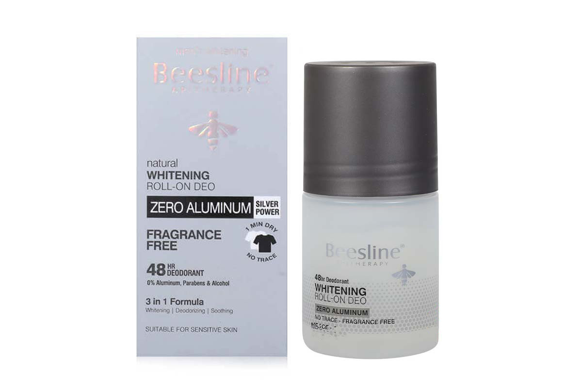 BEESLINE NATURAL WHITENING ROLL ON DEO ZERO ALUMINUM SILVER POWER FRAGRANCE FREE 48HR 70 ML - Milano Pharmacy