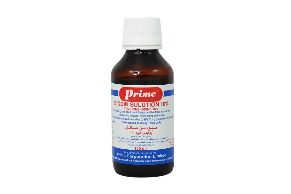 PRIME BIODIN SOLUTION 10% POVIDONE IODINE 100 ML - Milano Pharmacy