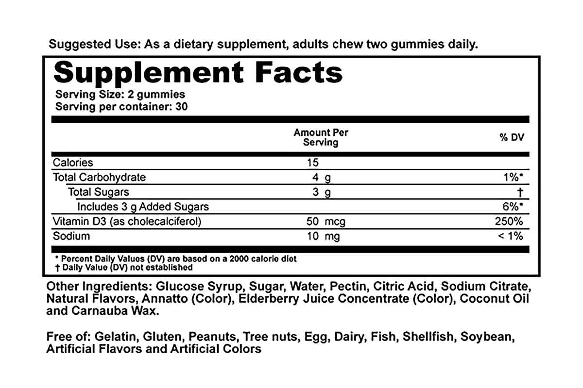 TRQ VITAMIN D3 ADULT 60 GUMMIES - Milano Pharmacy