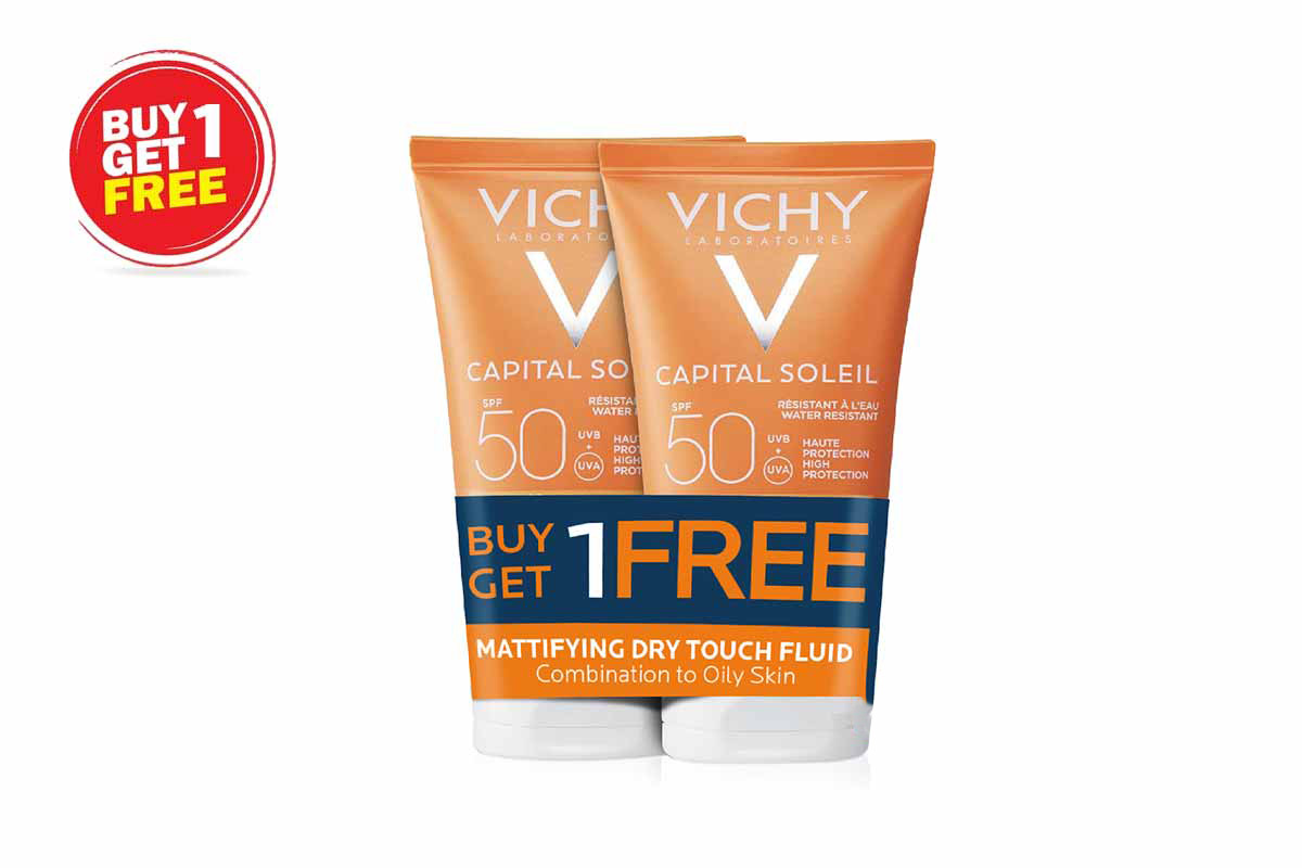 BOX BUY1GET1 VICHY CAPITAL SOLEIL SPF50 MATTIFYING DRY TOUCH 50ML - Milano Pharmacy