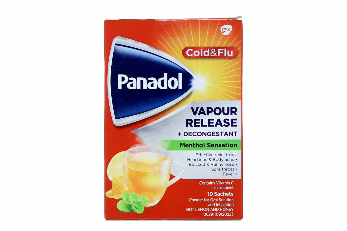 PANADOL COLD AND FLU VAPOUR DECONGESTANT MENTHOL 10 SACHETS - Milano Pharmacy