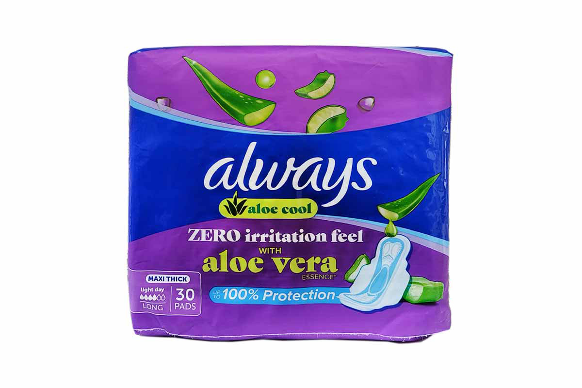 ALWAYS ALOE COOL WITH ALOE VERA MAXI THICK LIGHT DAY LONG 30 PADS - Milano Pharmacy