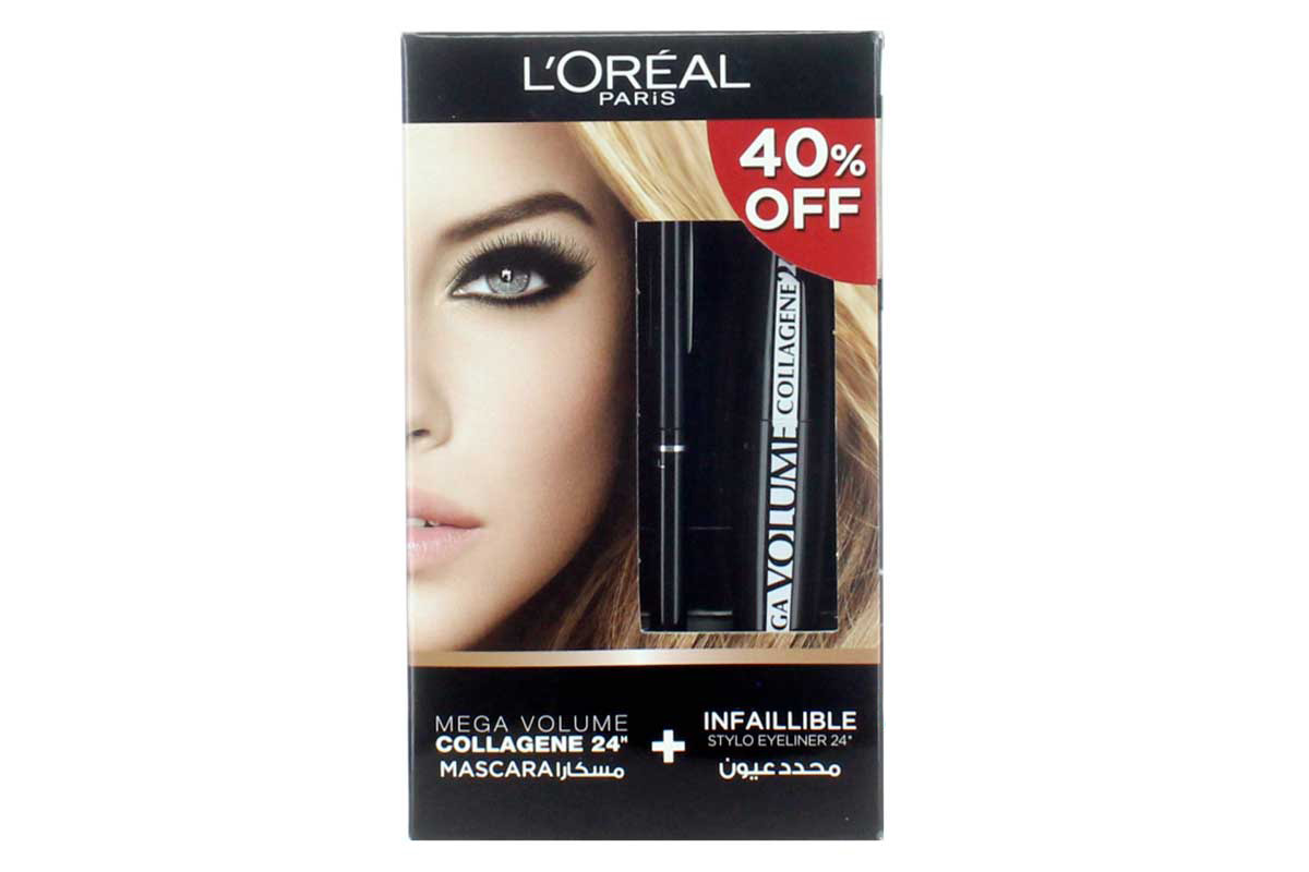 BOX LOREAL MEGA VOLUME COLLAGENE MASCARA PLUS EYELINER - Milano Pharmacy