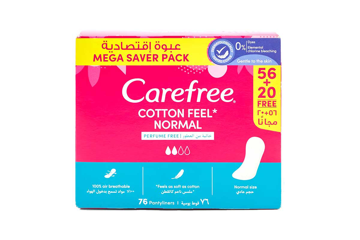 BOX CAREFREE COTTON FEEL NORMAL PERFUME FREE 76 PCS - Milano Pharmacy