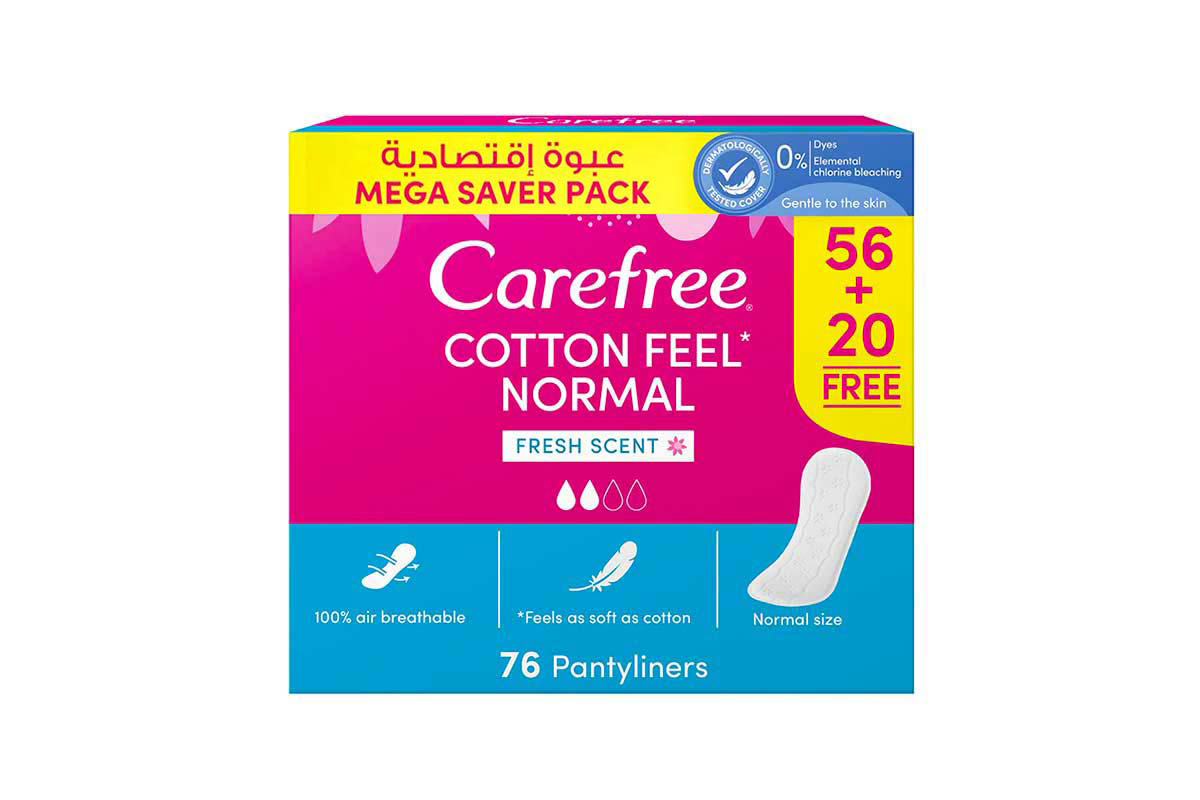 BOX CAREFREE COTTON FEEL NORMAL FRESH SCENT 76 PCS - Milano Pharmacy