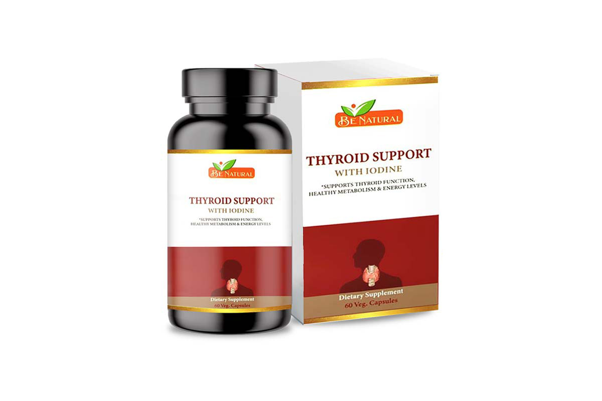 BE NATURAL THYROID SUPPORT WITH IODINE 60 VEGGIE CAPSULES - Milano Pharmacy