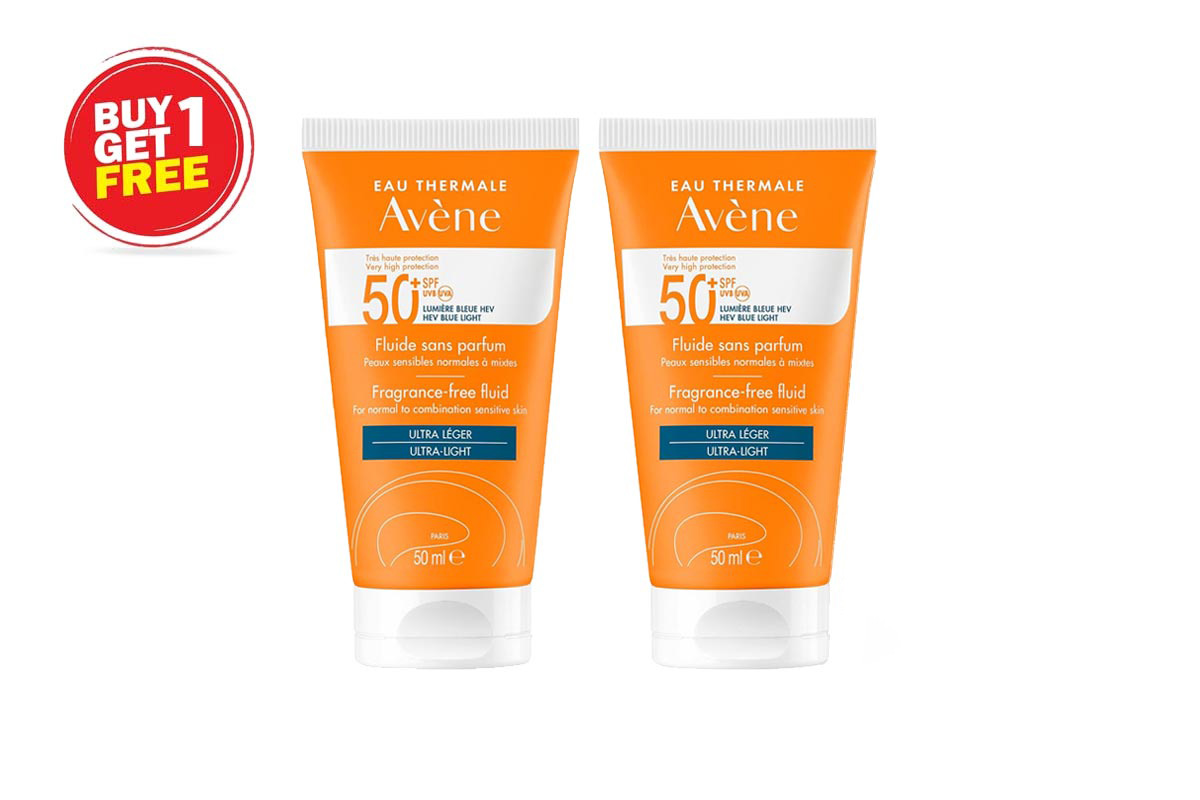 BOX BUY1GET1 AVENE FRAGRANCE FREE FLUID SPF50 PLUS NORMAL TO COMBINATION SKIN 50 ML - Milano Pharmacy