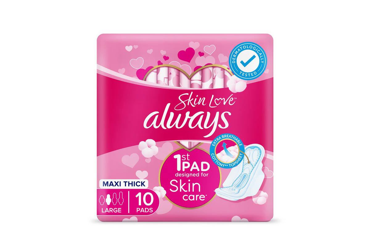 ALWAYS SKIN LOVE LARGE MAXI THICK 10 PADS - Milano Pharmacy