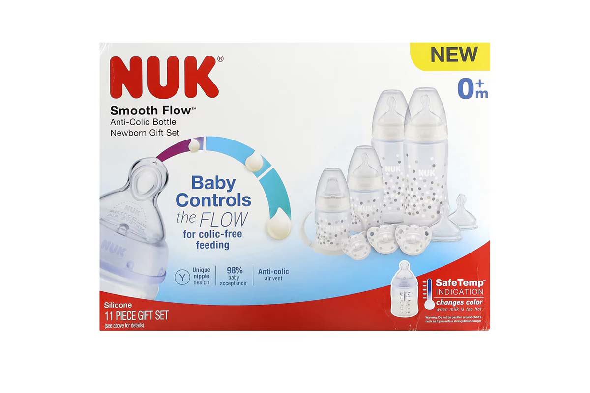 NUK SMOOTH FLOW ANTI COLIC BOTTLE 0 MONTH PLUS NEWBRON GIFT SET 11 PCS - Milano Pharmacy