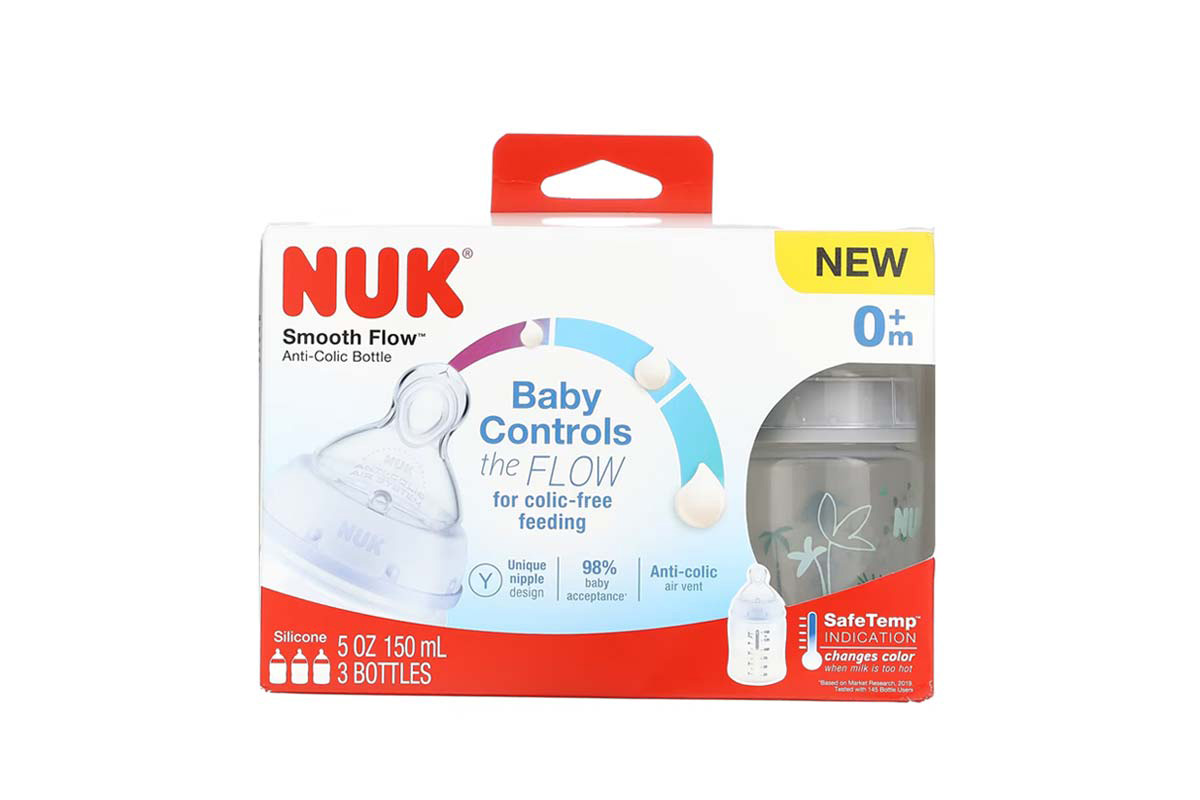 NUK SMOOTH FLOW ANTI COLIC BOTTLE 0 MONTH PLUS 3 PCS 150 ML - Milano Pharmacy