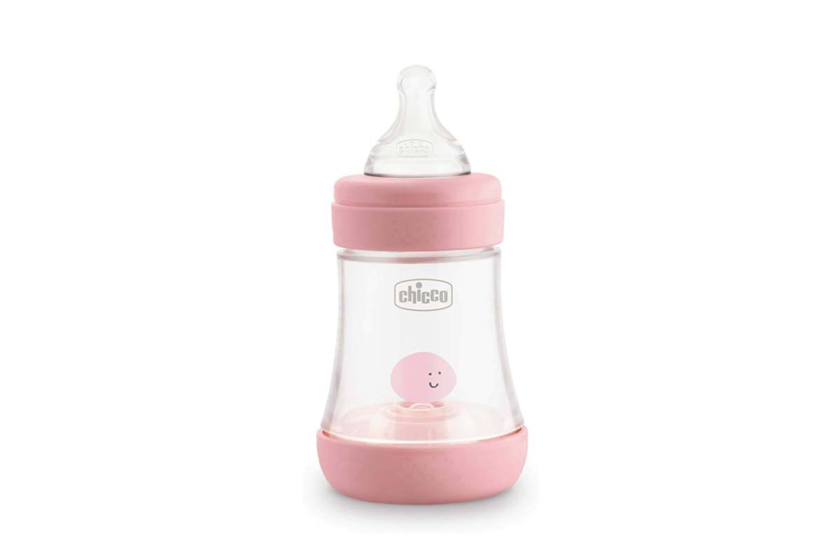 CHICCO PERFECT 5 FEEDING PLASTIC BOTTLE PINK GIRL 0 MONTHS PLUS 150 ML - Milano Pharmacy