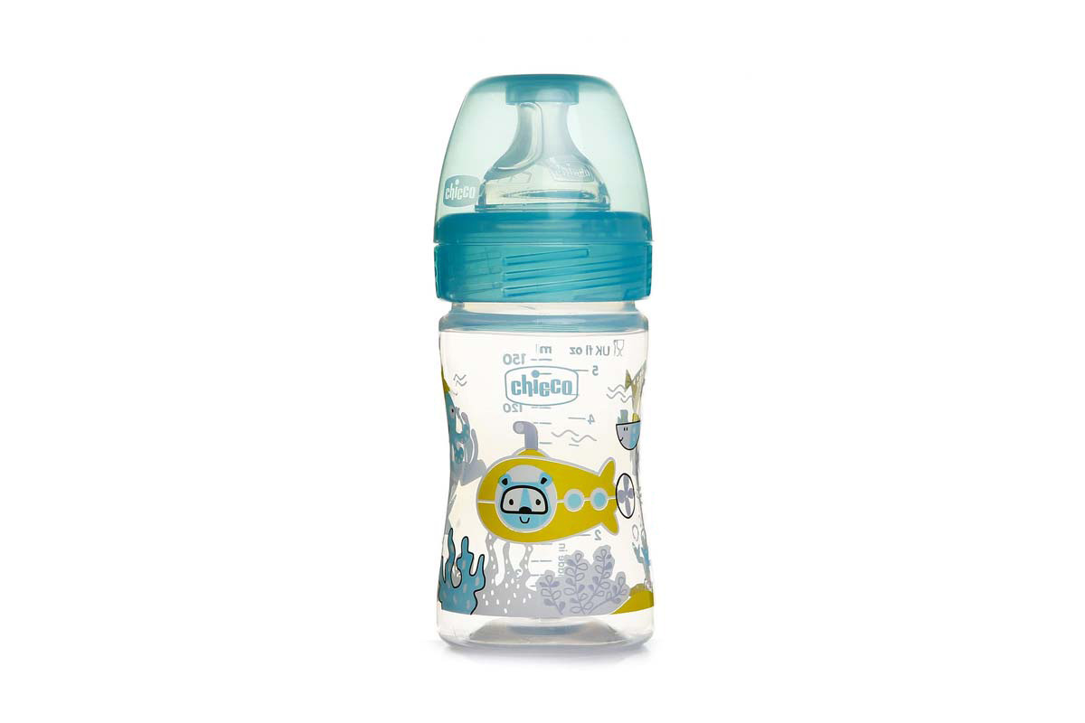 CHICCO WELL BEING PLASTIC FEEDING BOTTLE MINT BOY 0 MONTHS PLUS 150 ML - Milano Pharmacy