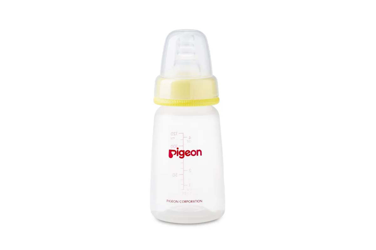 PIGEON FLEXIBLE PLASTIC FEEDING 0 PLUS MONTHS COLOR YELLOW 120 ML - Milano Pharmacy