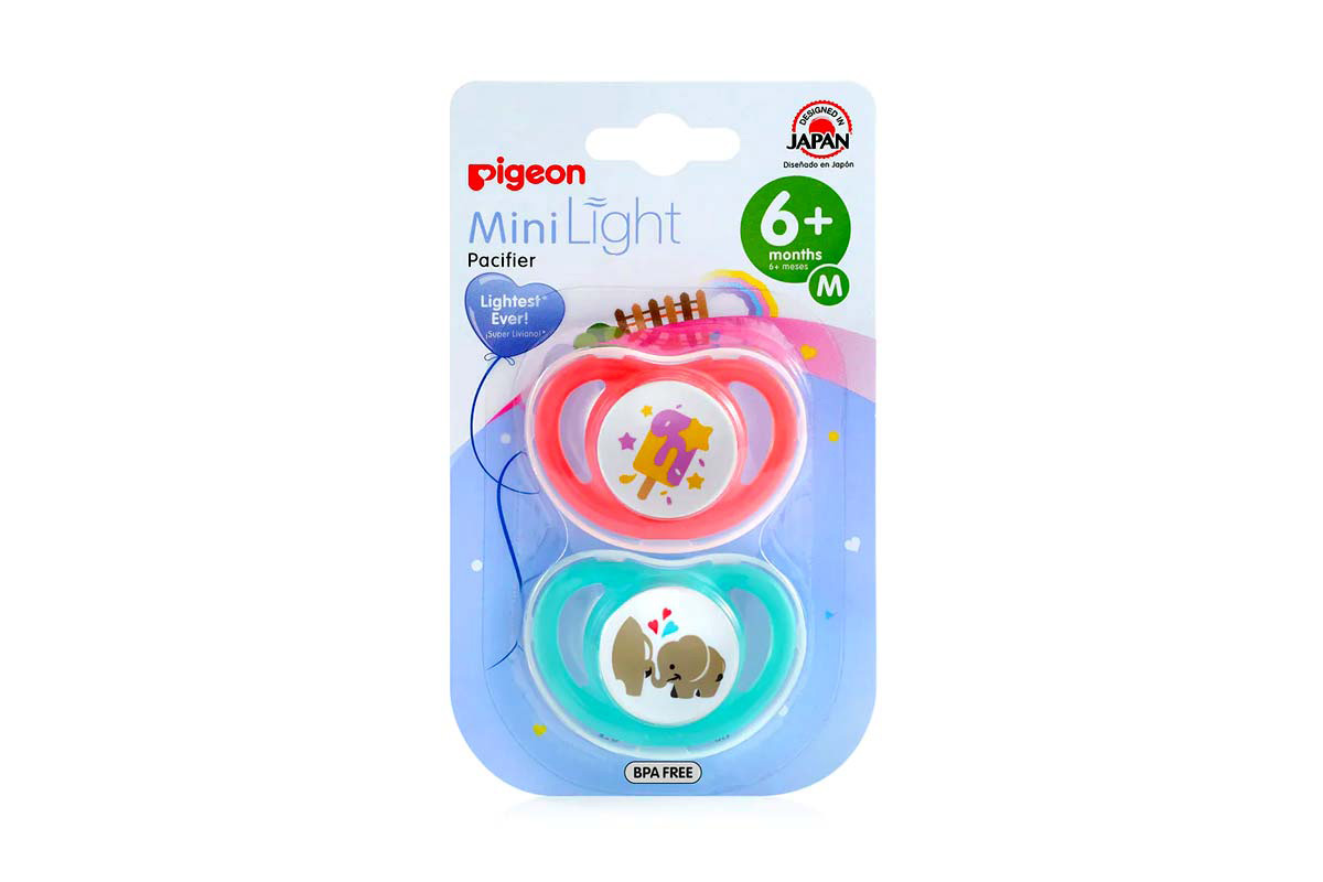 PIGEON PACIFIER TWIN MINI LIGHT 6 PLUS MONTHS PINK PLUS MINT MEDIUM - Milano Pharmacy